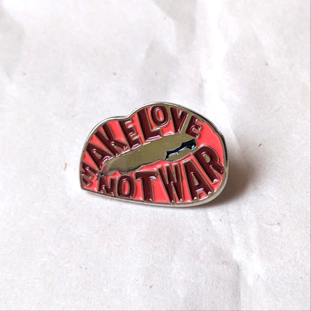 Make love not war lips enamel pin